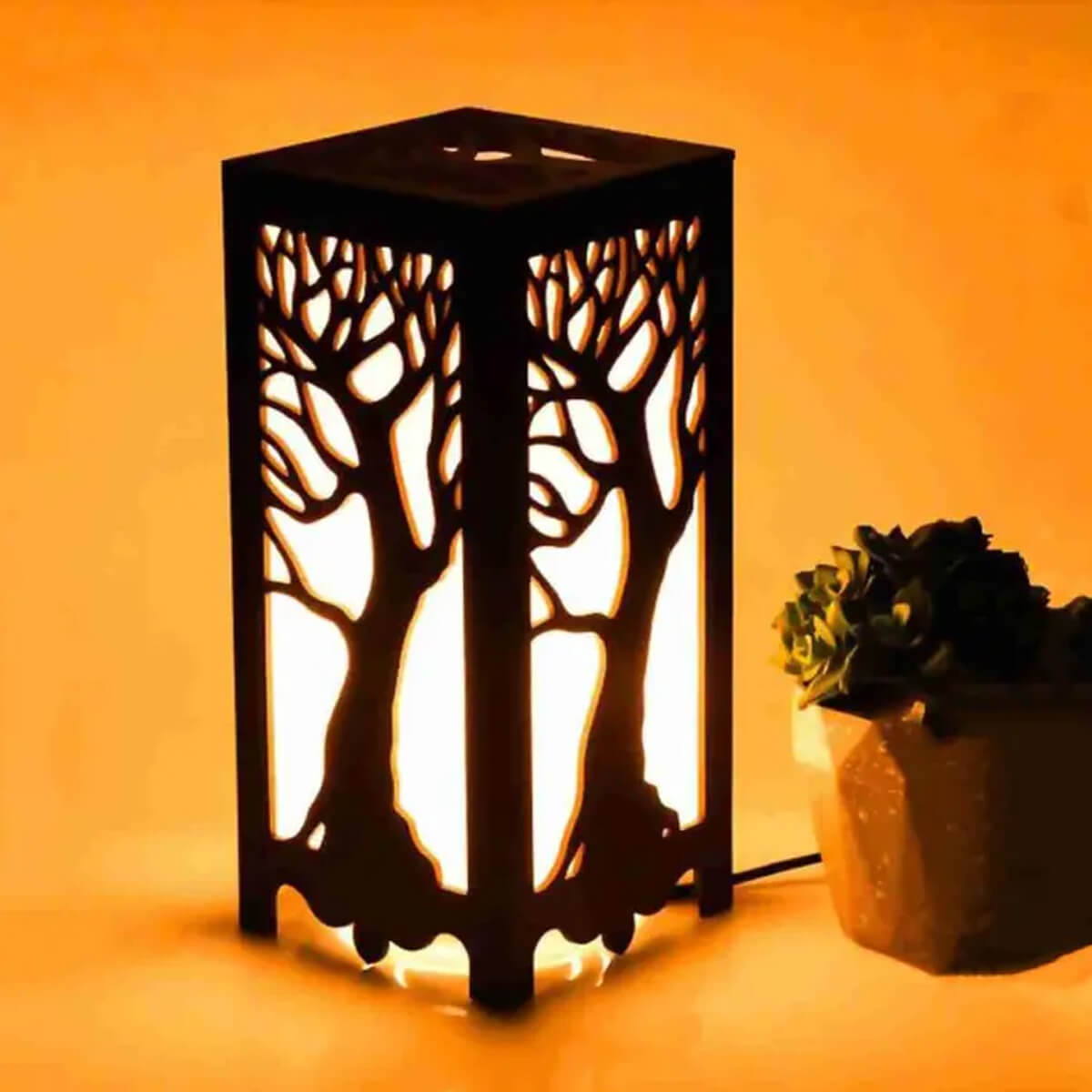 1 Laser Cutting Tree Shape Wooden Lamp Unique Design